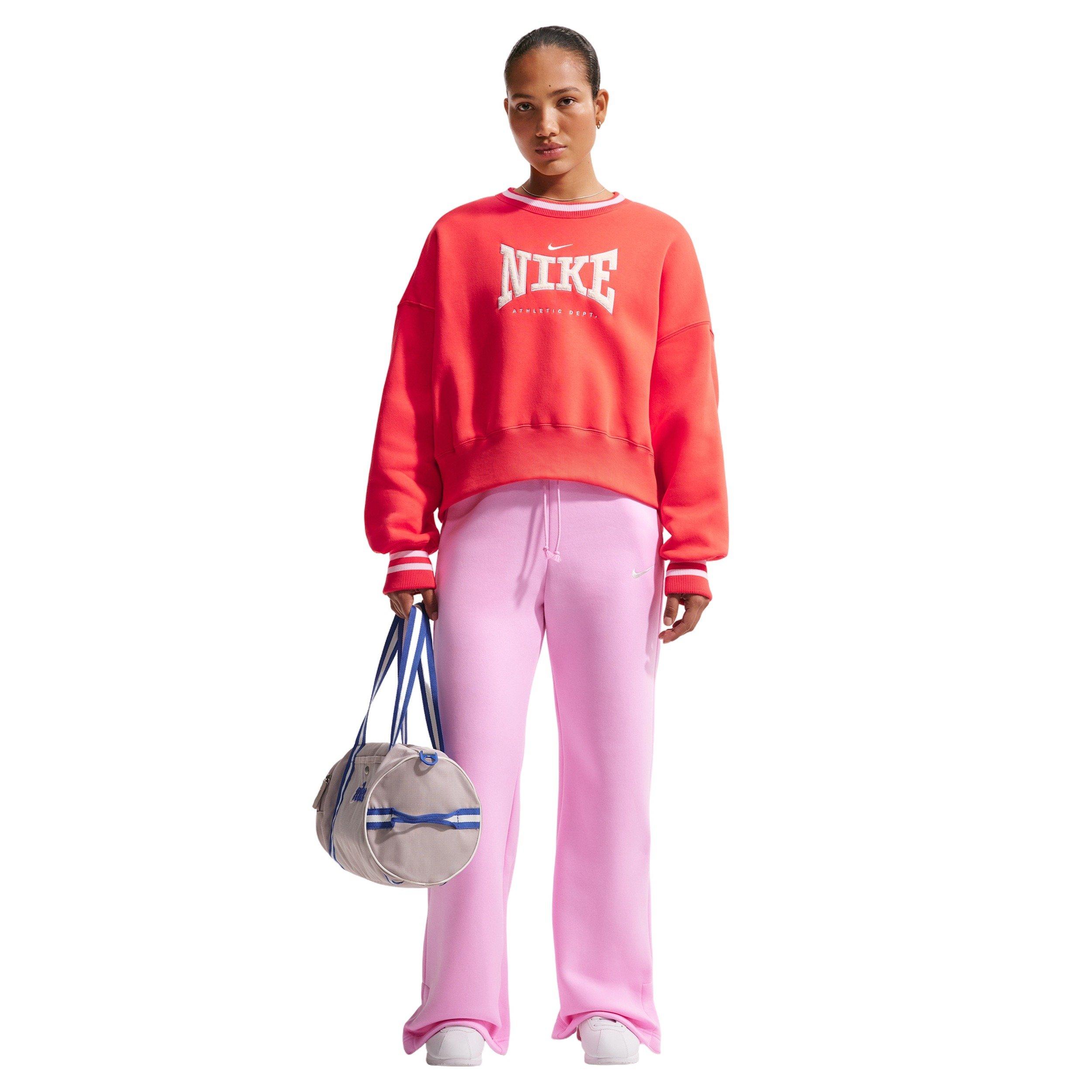 Nike Women's Sportswear Fleece Phoenix Oversized Crew-Neck Sweatshirt - CRIMSON